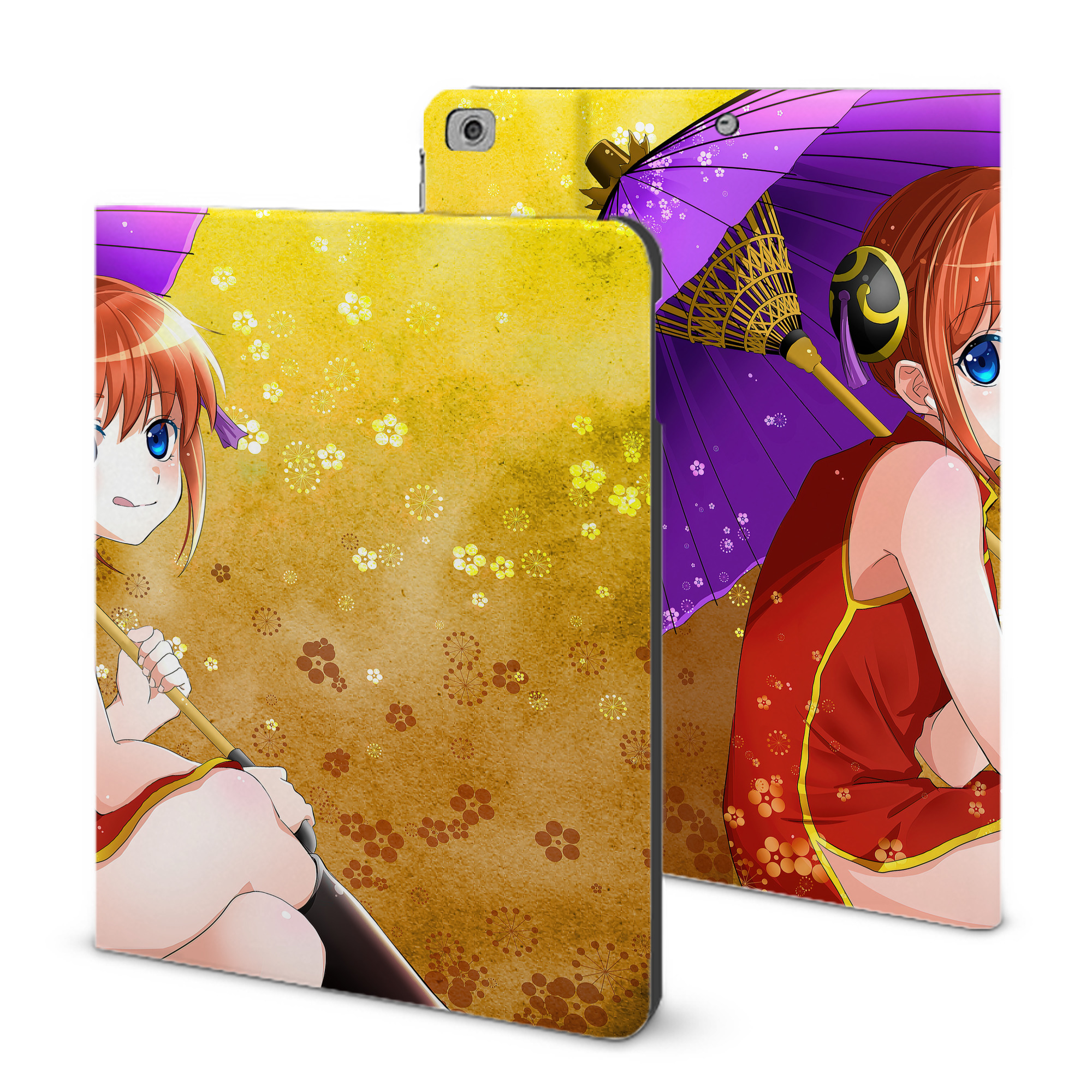 ぎんたま 坂田銀時（さかたぎんとき） 神楽 志村新八（しむら しんぱち） GINTAMA Sakata Gintoki Kagura Shimura Shinpachi IPad ケース ブック型 PUレザー TPU 耐衝撃 軽量 薄型 ペン収納なし 全面保護 IPad 各モデル対応